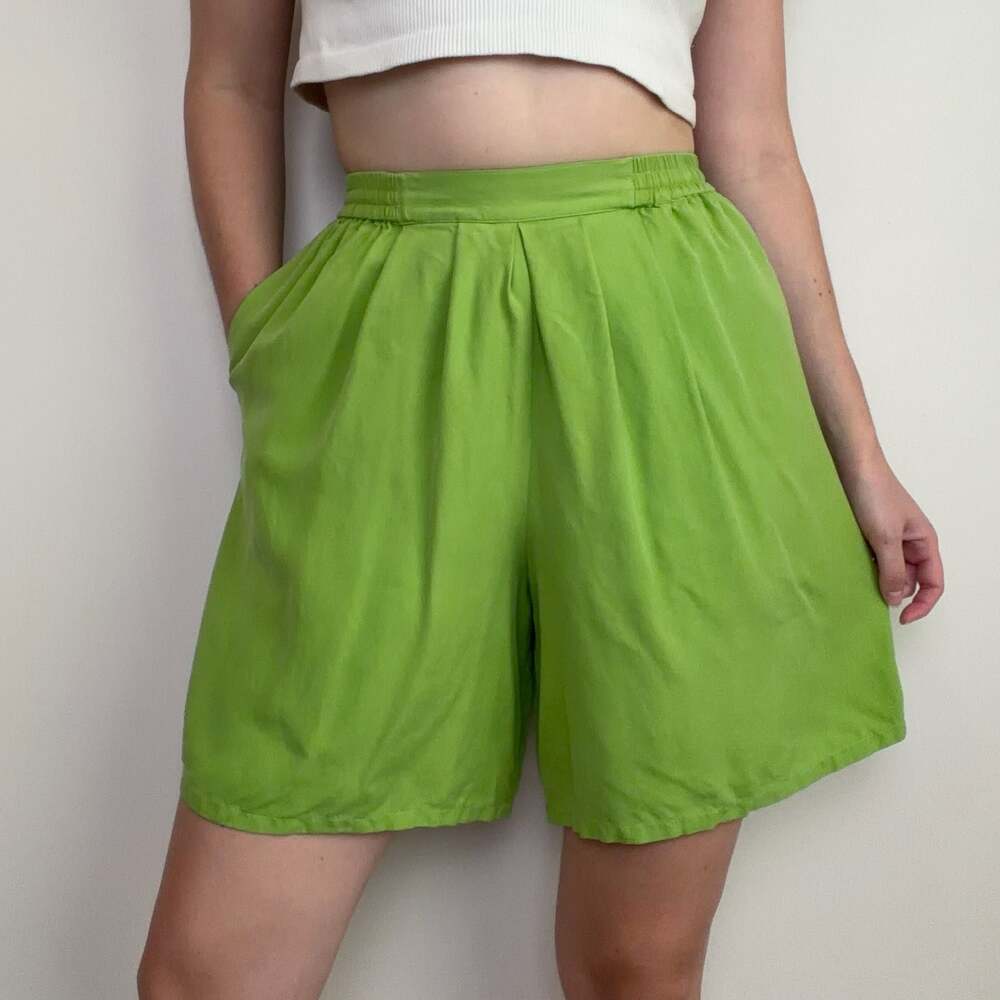 Vintage Green Apple Silk Shorts